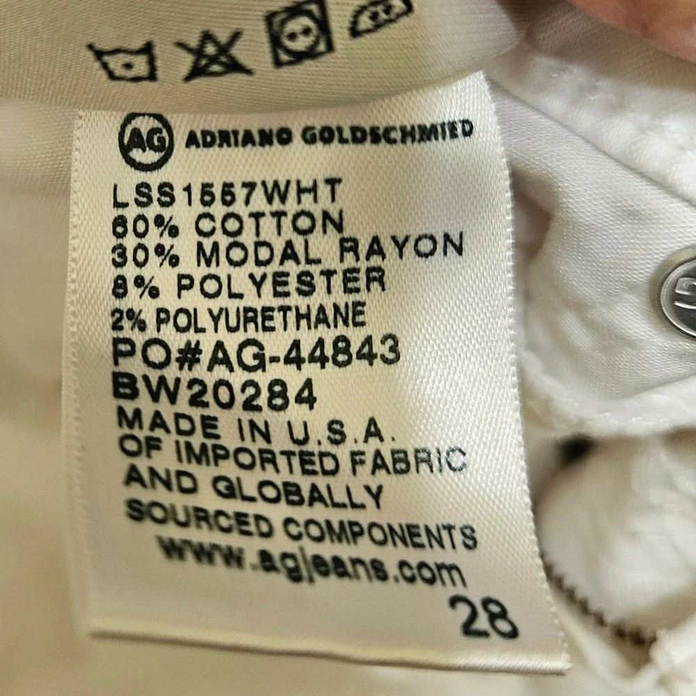 AG Adriano Goldschmied Prima Crop Cigarette Jeans White‎ Size 28
